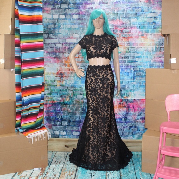 JOVANI 2pc Lace Overlay Illusion Dress! #50880